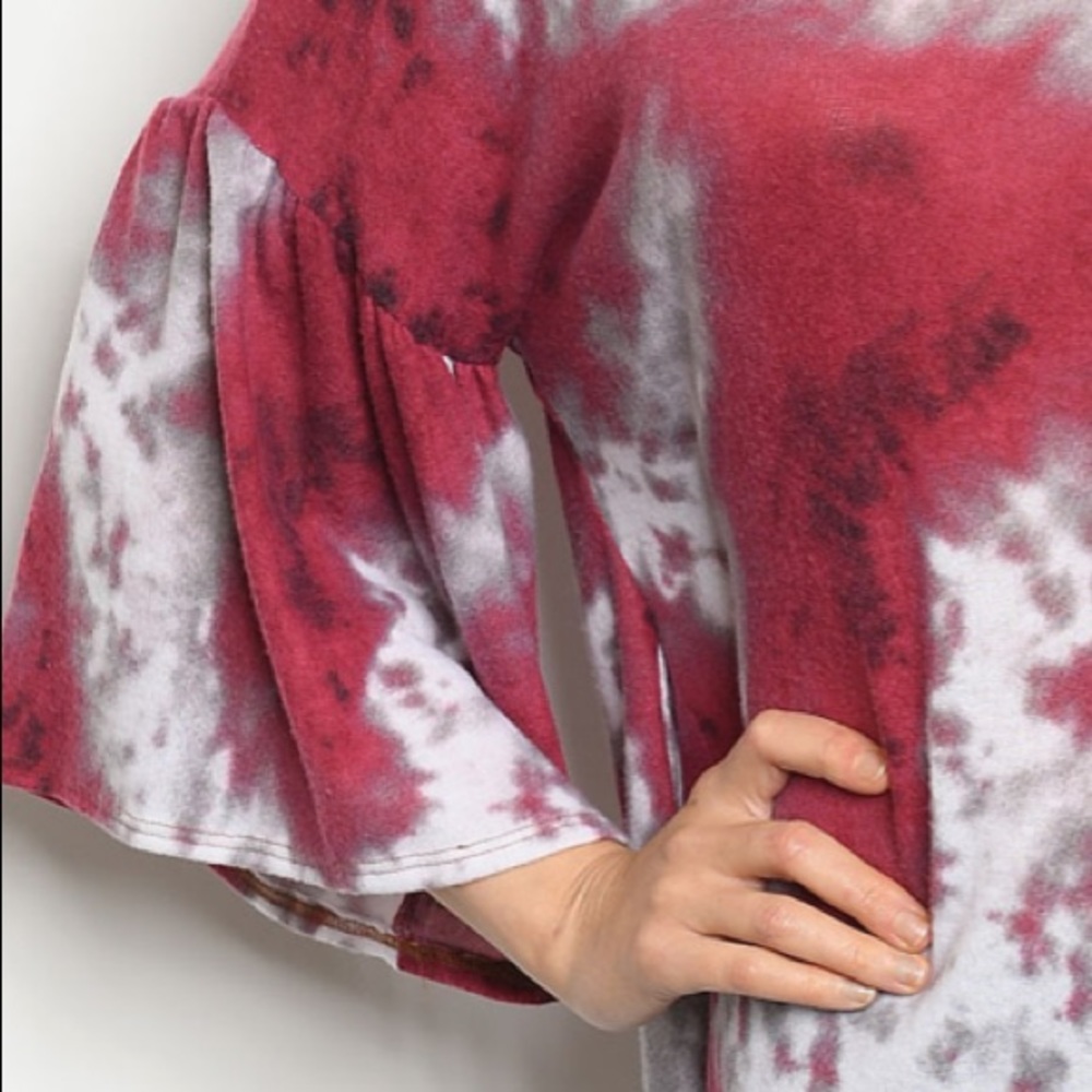 2 for $40❤️soft wine tie-dye top - Picture 4 of 5